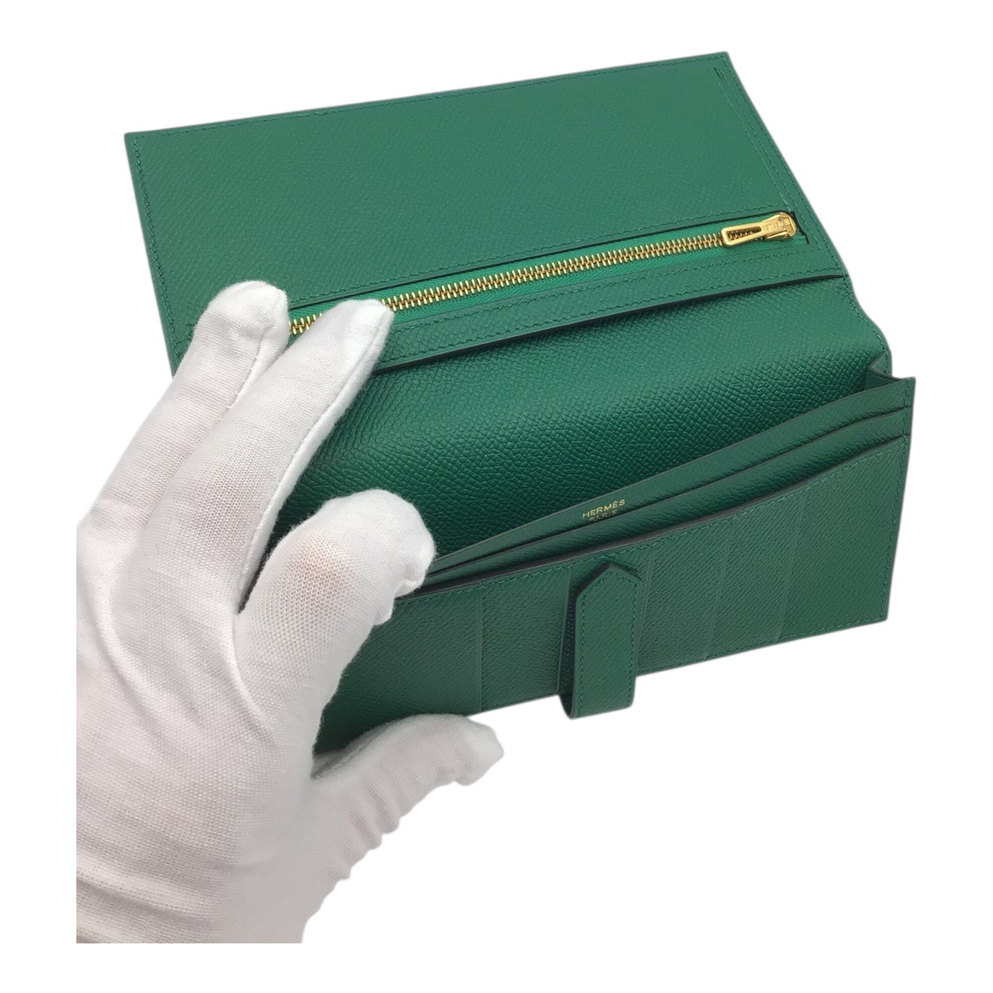 Hermès Bearn Long Wallet Vert Bengale Epsom Leather Gold Hardware 2017