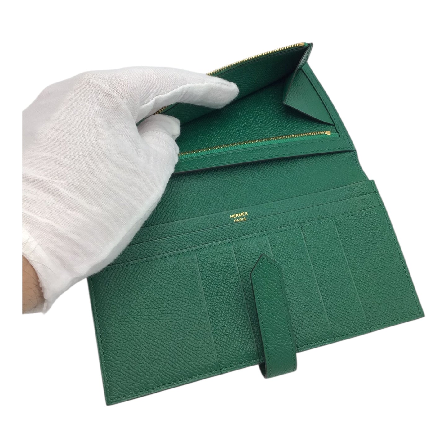 Hermès Bearn Long Wallet Vert Bengale Epsom Leather Gold Hardware 2017