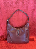 Hermes Burgundy Leather Hobo Bag