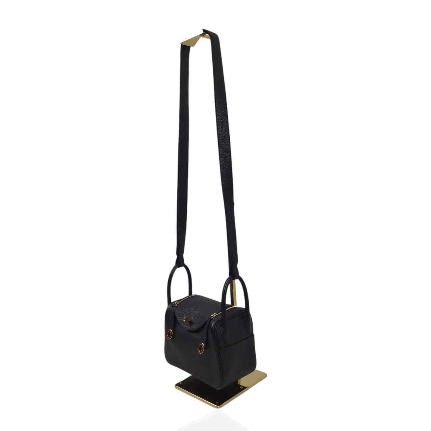 Hermès Mini Lindy 20 Black Taurillon Clemence Leather Handbag