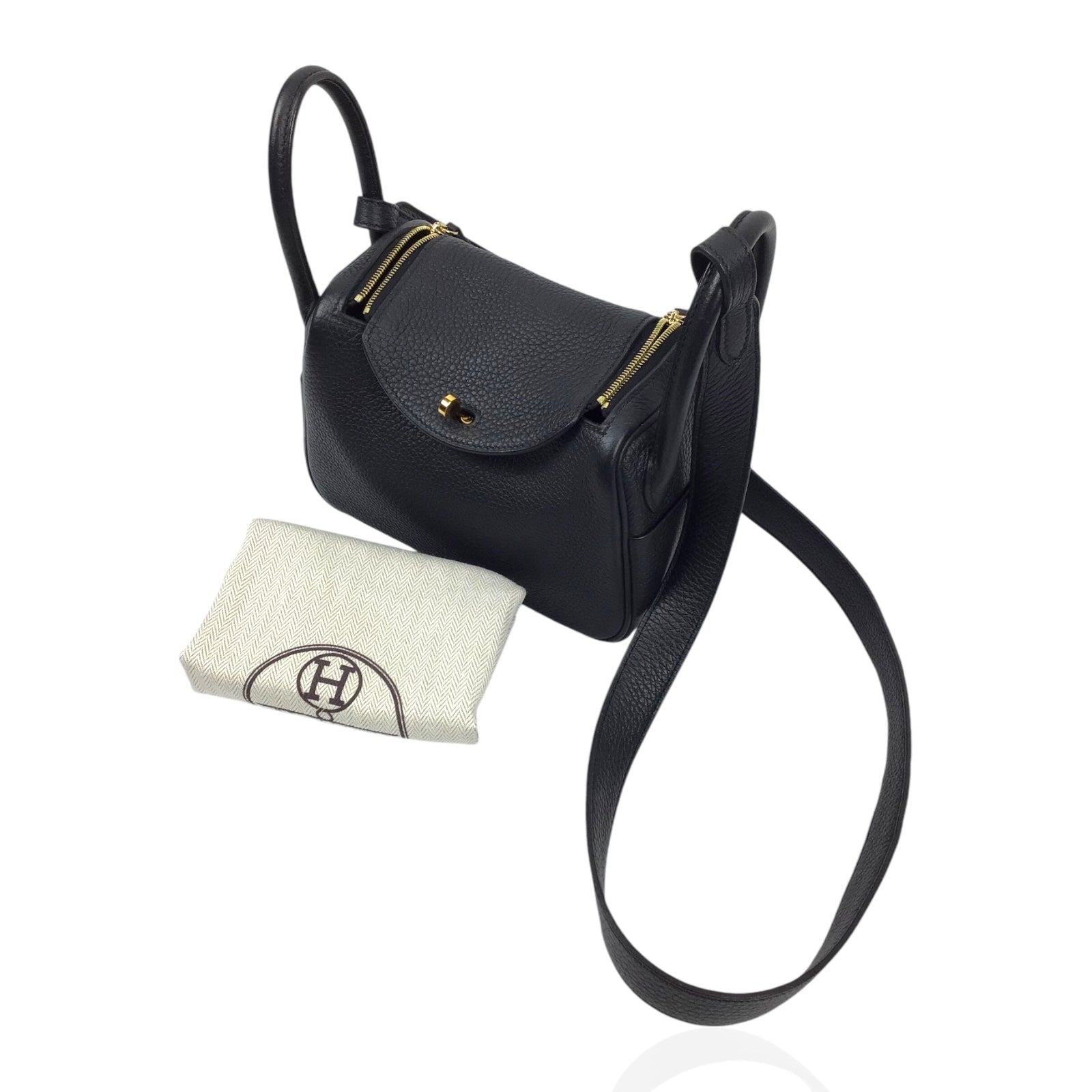 Hermès Mini Lindy 20 Black Taurillon Clemence Leather Handbag