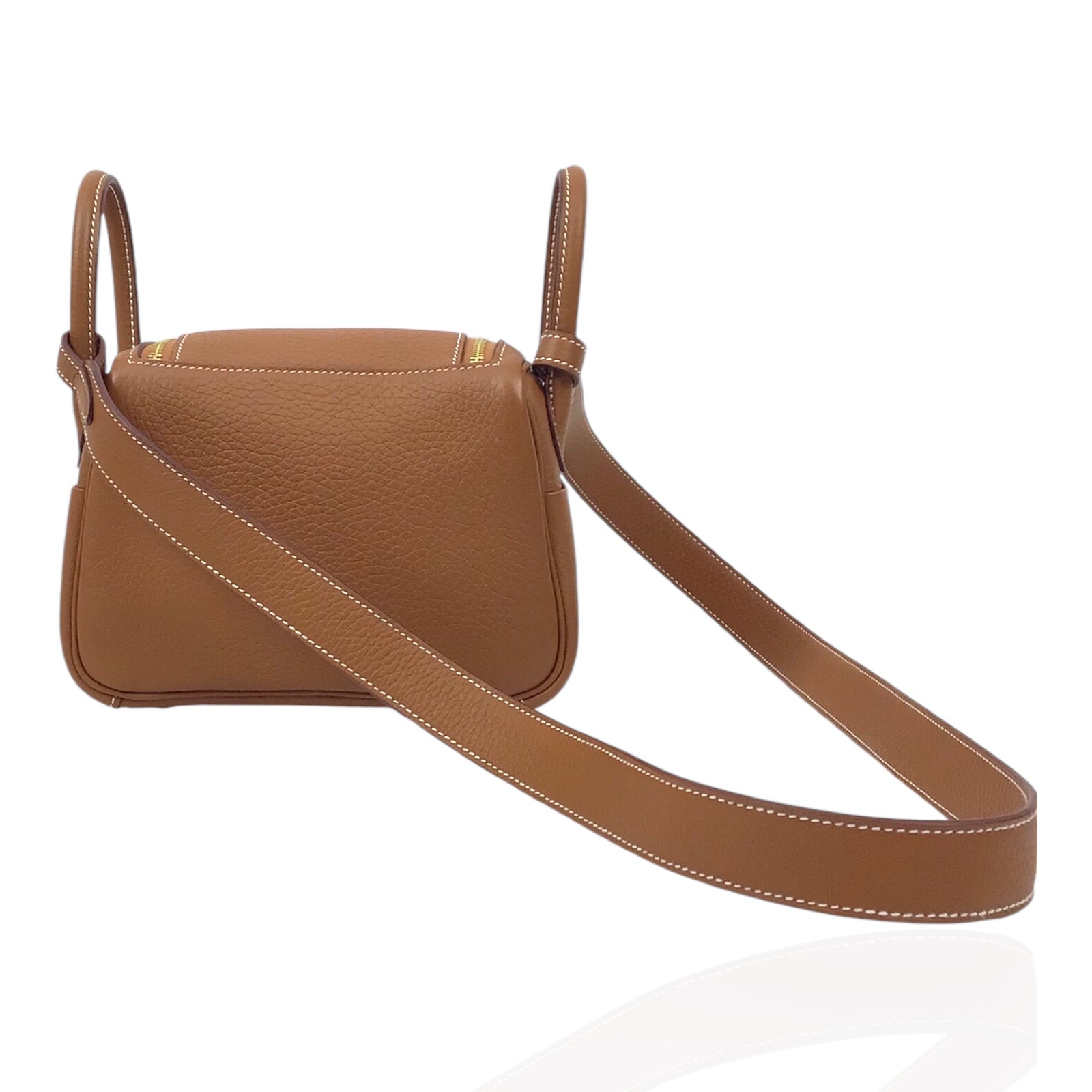 Hermès Mini Lindy 20 in Gold Calfskin Leather, 2023