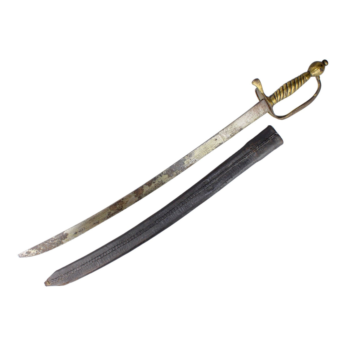 Hessian Model 1716 Hanger with Rare Original Leather Scabbard, Revolutionary War Era