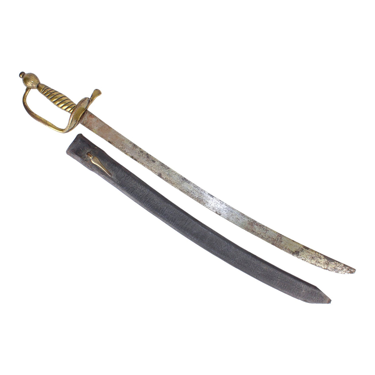 Hessian Model 1716 Hanger with Rare Original Leather Scabbard, Revolutionary War Era