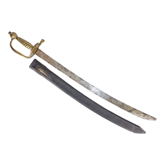 Hessian Model 1716 Hanger with Rare Original Leather Scabbard, Revolutionary War Era