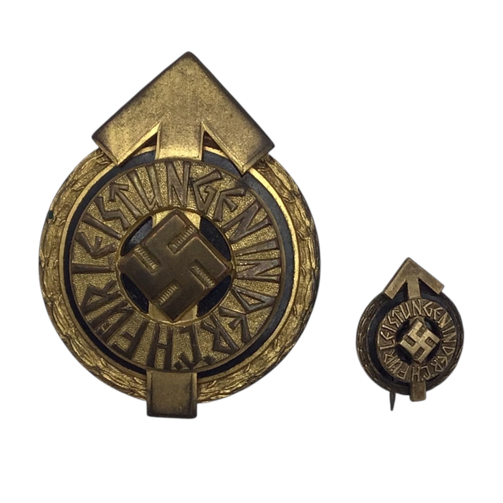 Hitler Youth (HJ) Golden Leaders Sport Badge w/ Miniature Pin RZM M1/101