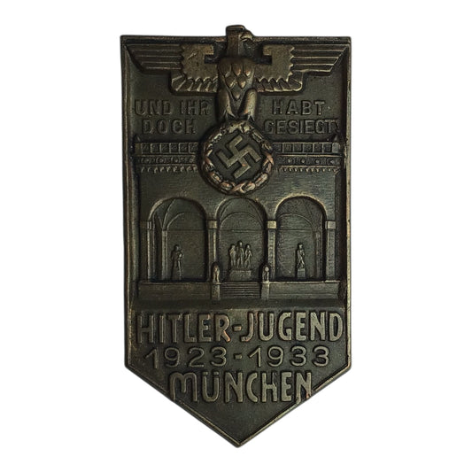 Hitler Youth (HJ) Munich 1923–1933 Badge – 10-Year Anniversary, Bronze