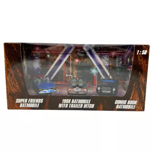 Hot Wheels Batman Super Friends Comic Book 1966 Batmobiles 3-Pack 1:50 Diecast