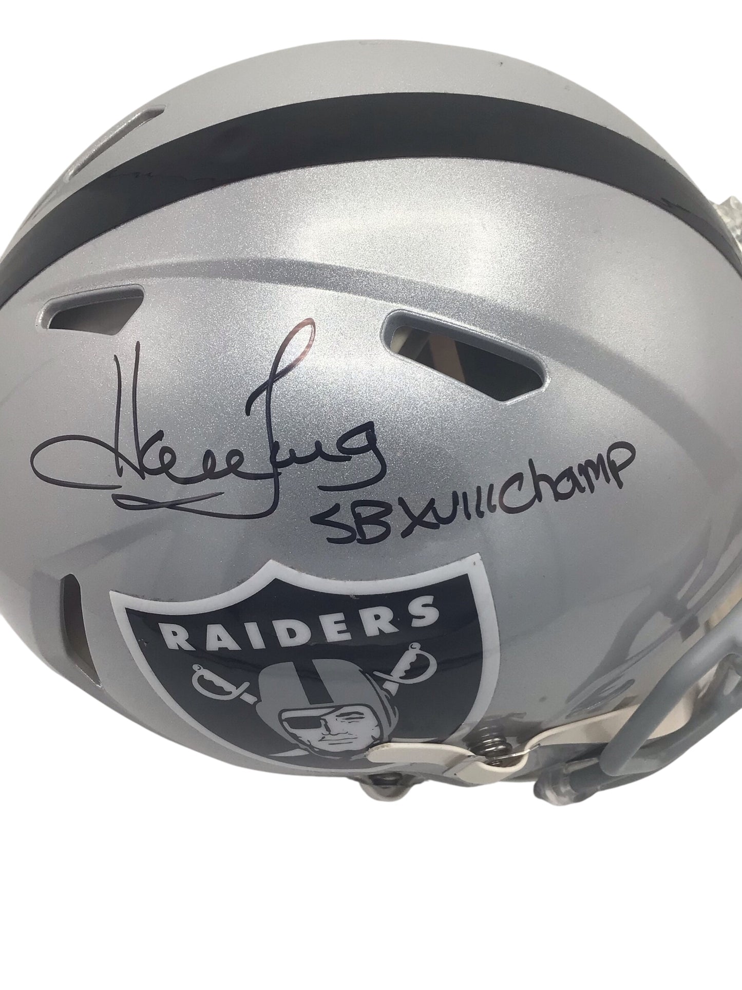 Howie Long Autographed w/ SBXVIII Champ Inscription Pro Speed Helmet Fanatics Authentic