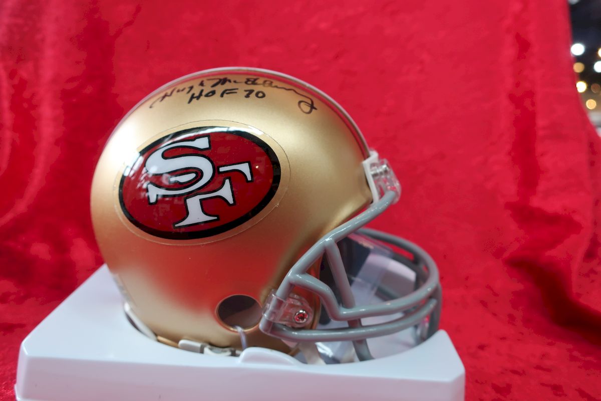 Hugh McElhenny 49ers Certified Authentic Autographed Football Mini Helmet