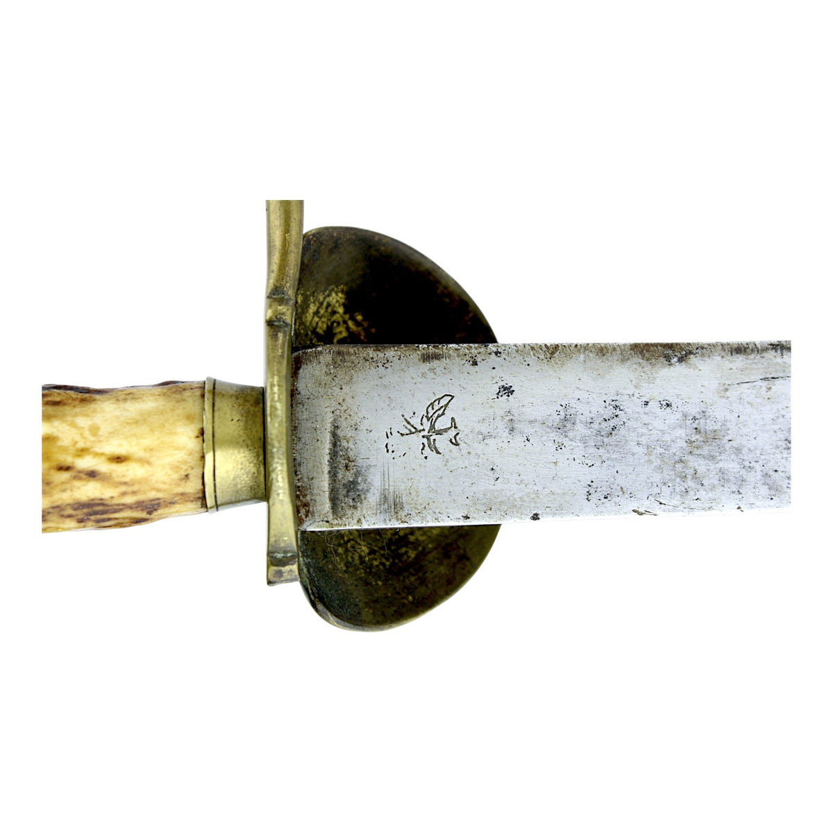 Hunting Hanger Sword with Antler Grip, Clamshell Guard & Frederick FR Stamp - c.1740-1760