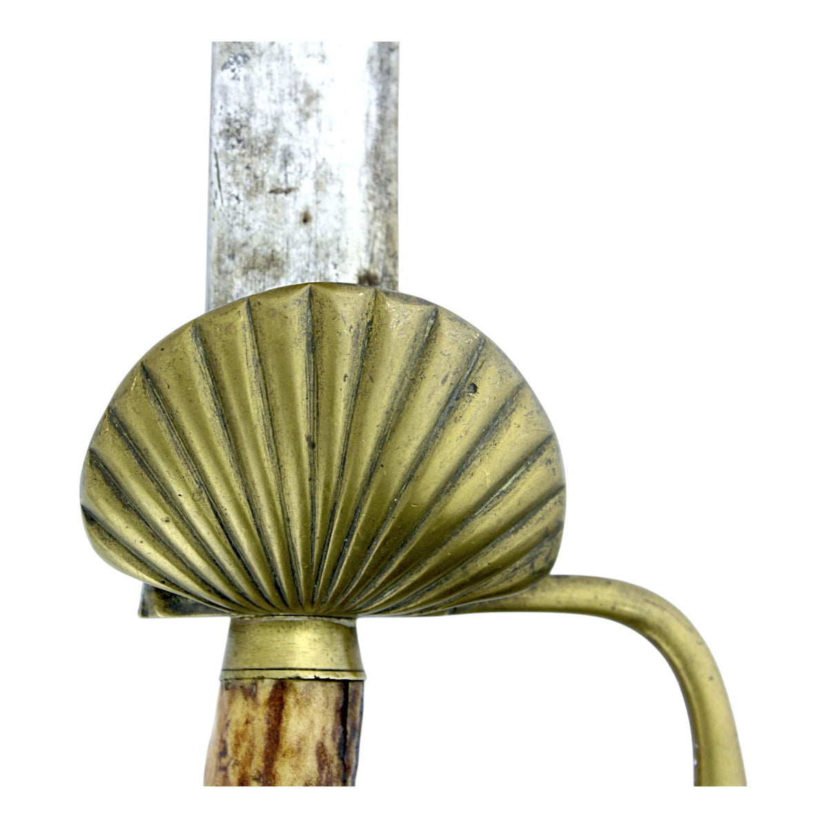 Hunting Hanger Sword with Antler Grip, Clamshell Guard & Frederick FR Stamp - c.1740-1760