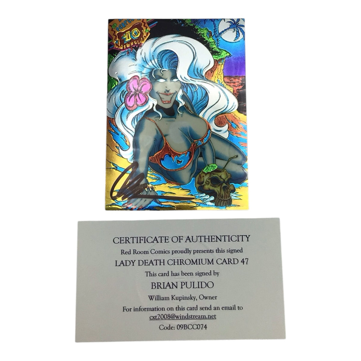 Lady Death Chromium Card #47 Signed by Brian Pulido - COA
