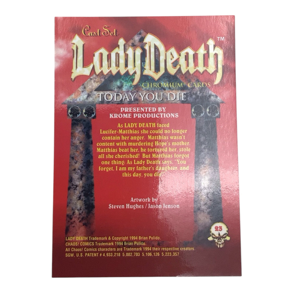Lady Death Chromium Card #23 Signed by Brian Pulido - COA