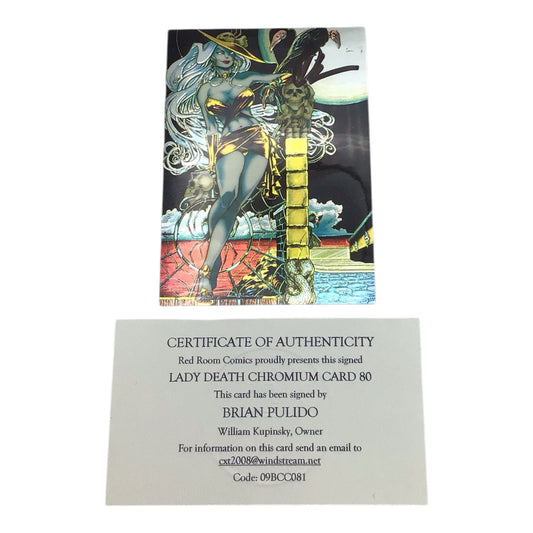 Lady Death Chromium Card #80 Signed by Brian Pulido - COA