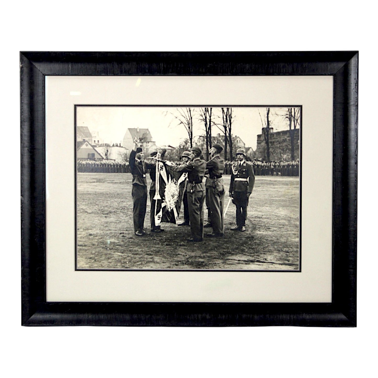 German WW2 Period Photo of Luftwaffe Honor Guard on Parade Field professionally matted and framed.