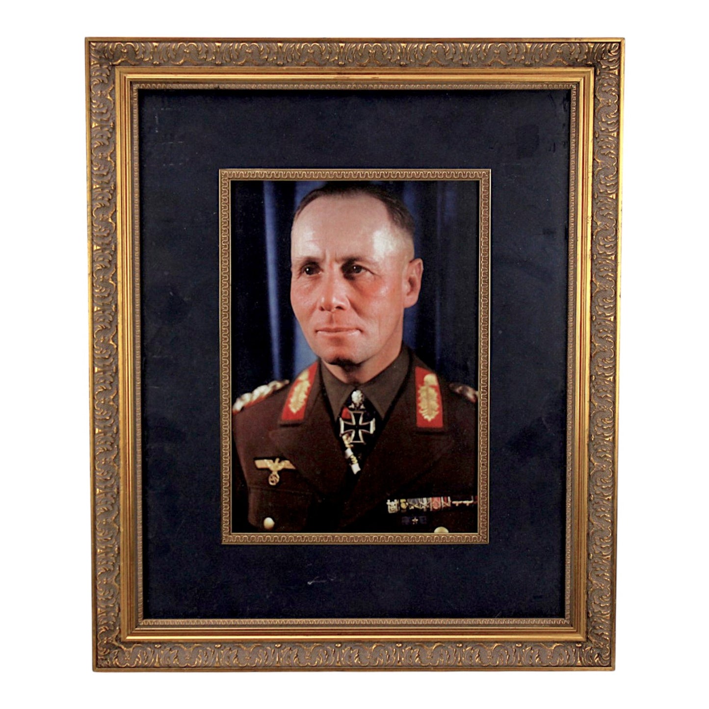 German Field Marshal Erwin Rommel Colorized Photo in WW2 Uniform with Knights’s Cross of Iron Cross professionally matted and Framed.  