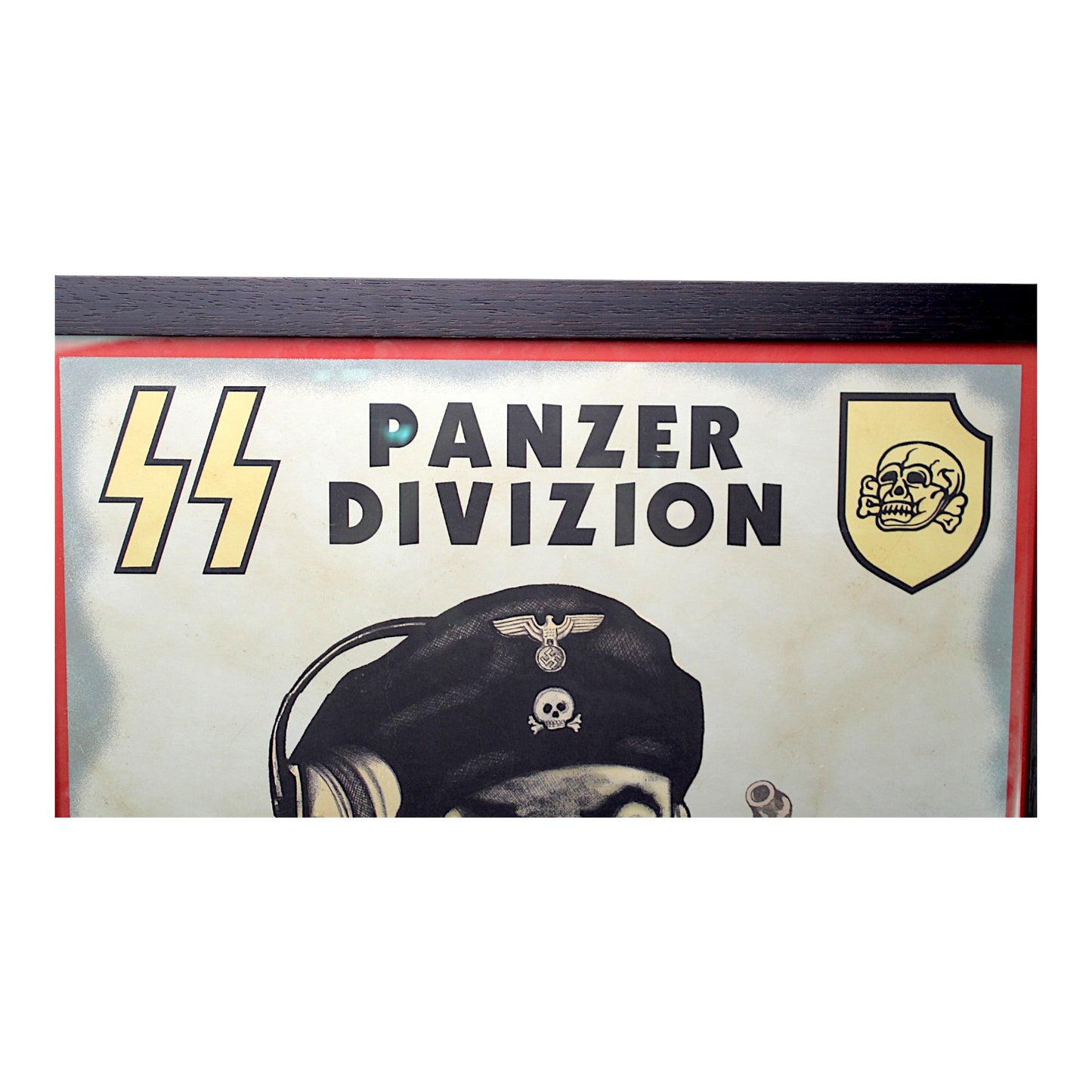 German WW2 Waffen SS Totenkopf Panzer Division Color Recruiting Poster professionally matted and framed.