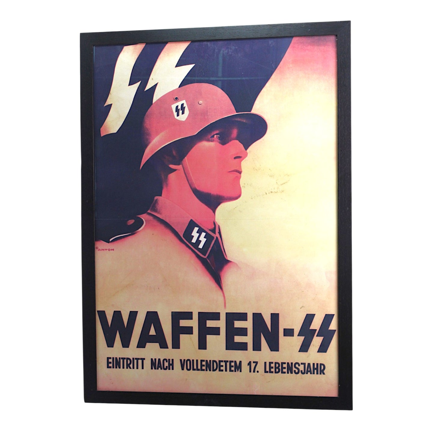 German WW2 Waffen-SS Color Recruiting Poster designed by artist Ottomar Anton around 1941 professionally matted and framed.