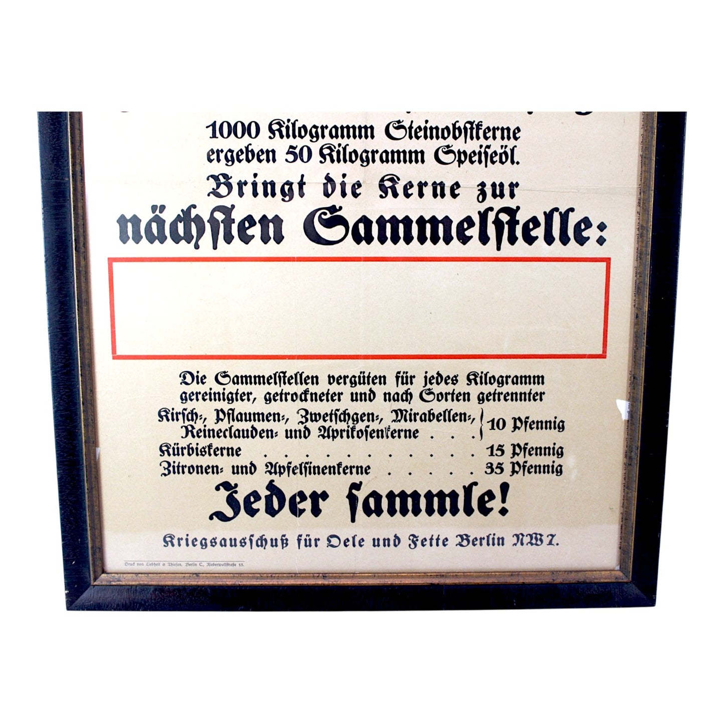 German WW2 Rare Wartime Berlin Homefront Seed Collection Poster professionally framed.