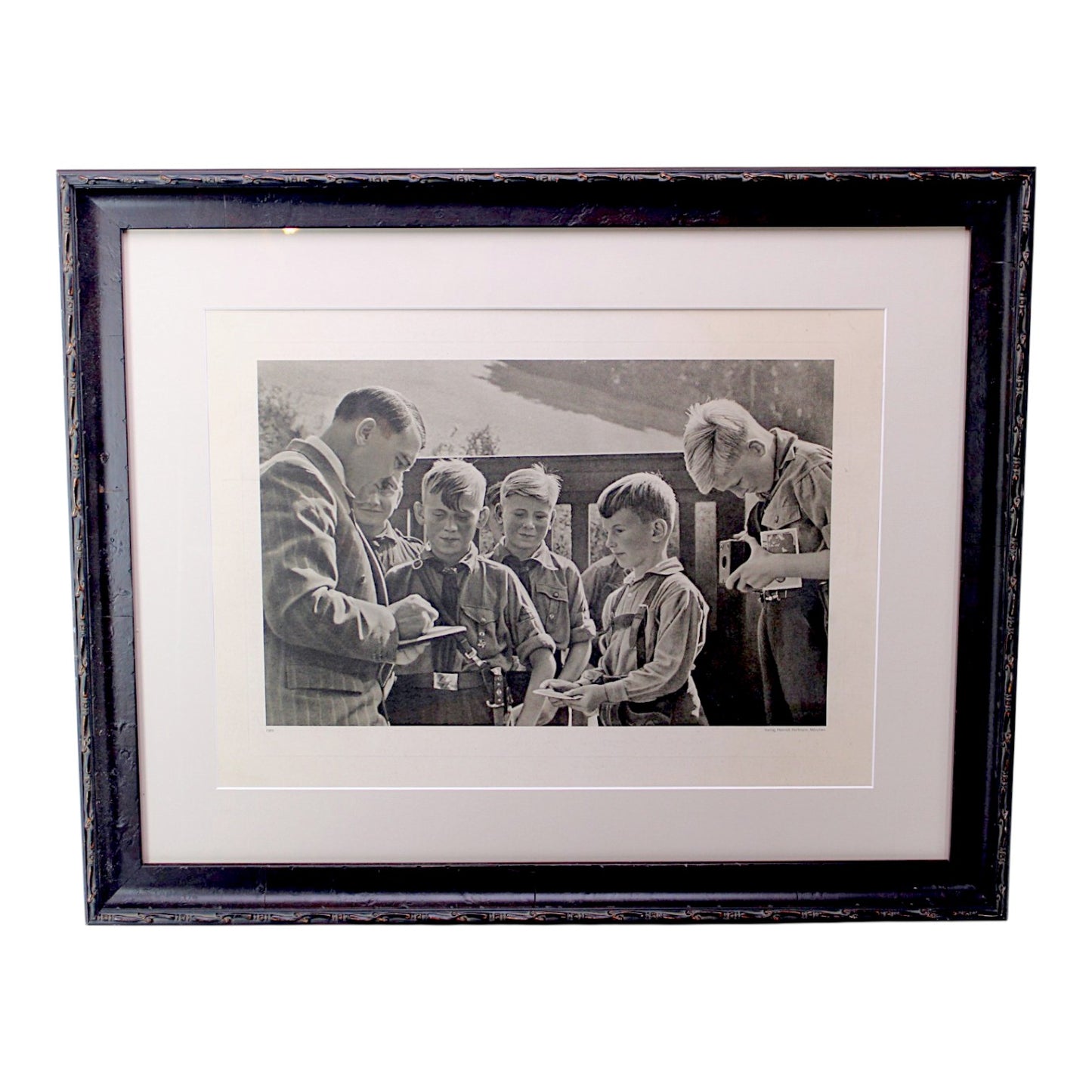 German WW2 Hitler Youth Propoganda Period Print professionally framed - Vintage 1930s Nazi propaganda press photograph