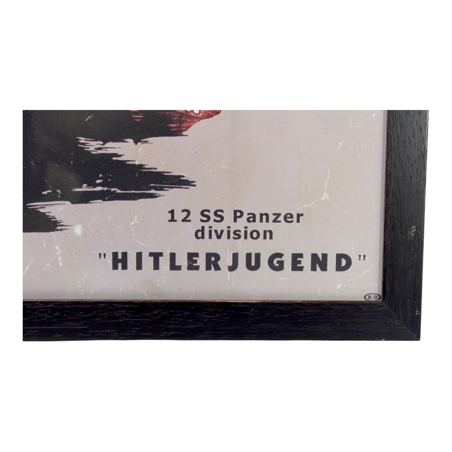 German WW2 Hitlerjugend Hitler Youth 12th SS Panzer Division Color Recruiting Poster, printed 1943 professionally matted and framed.