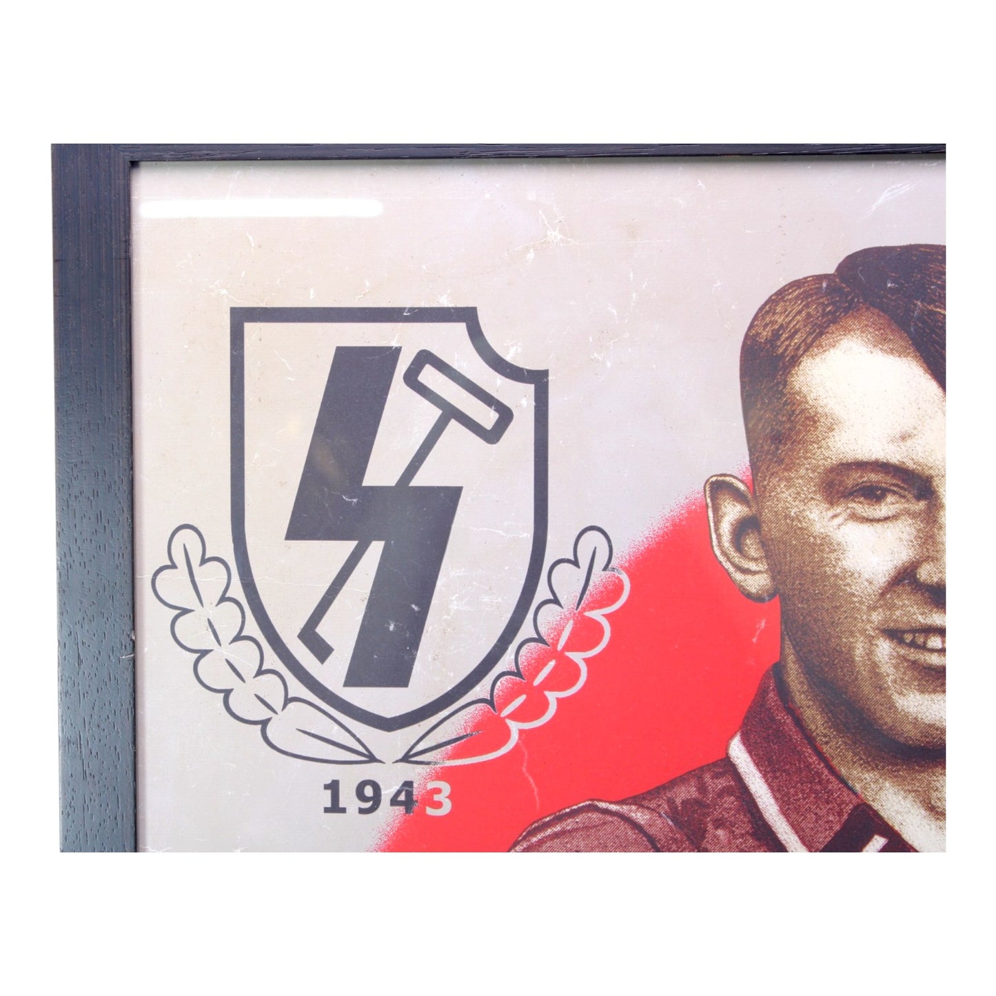 German WW2 Hitlerjugend Hitler Youth 12th SS Panzer Division Color Recruiting Poster, printed 1943 professionally matted and framed.