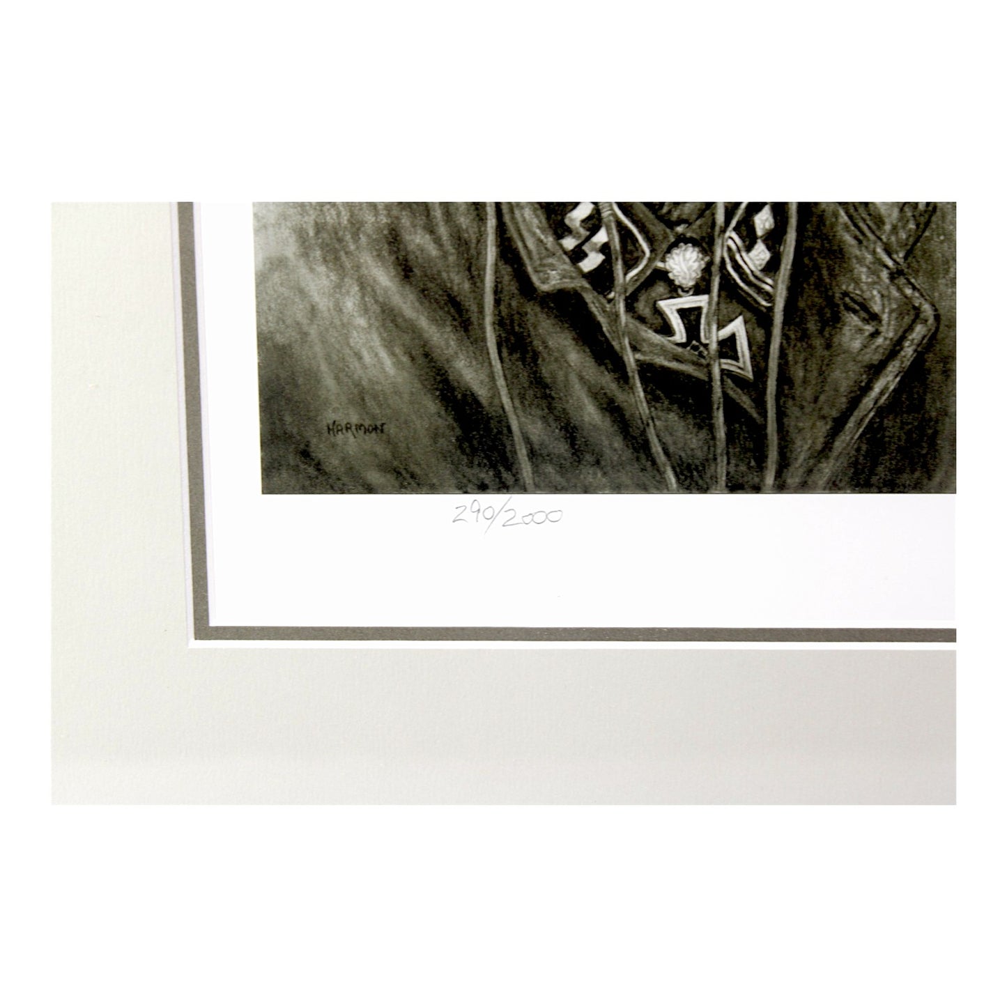 PANZERHELD By Jody Harmon. Limited edition lithographic print signed and numbered 290/2000, printed 2003 – professionally metal framed and matted.