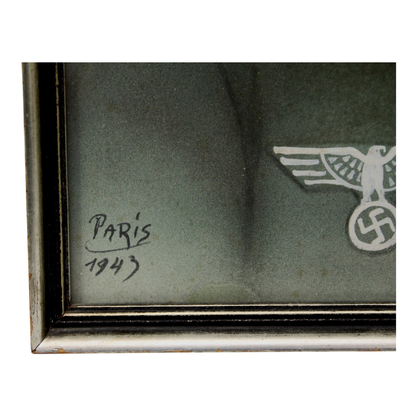 German WW2 Heer Unit 119 Infantry Officer Photo marked Paris 1943 Colorized and Framed