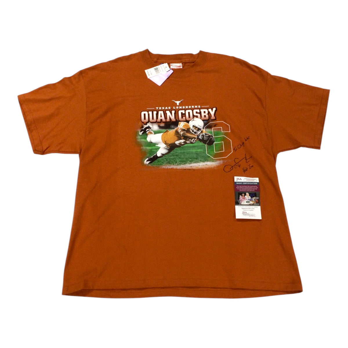 Quan Cosby #6 Signed Texas Longhorns Graphic T-Shirt – JSA Certified