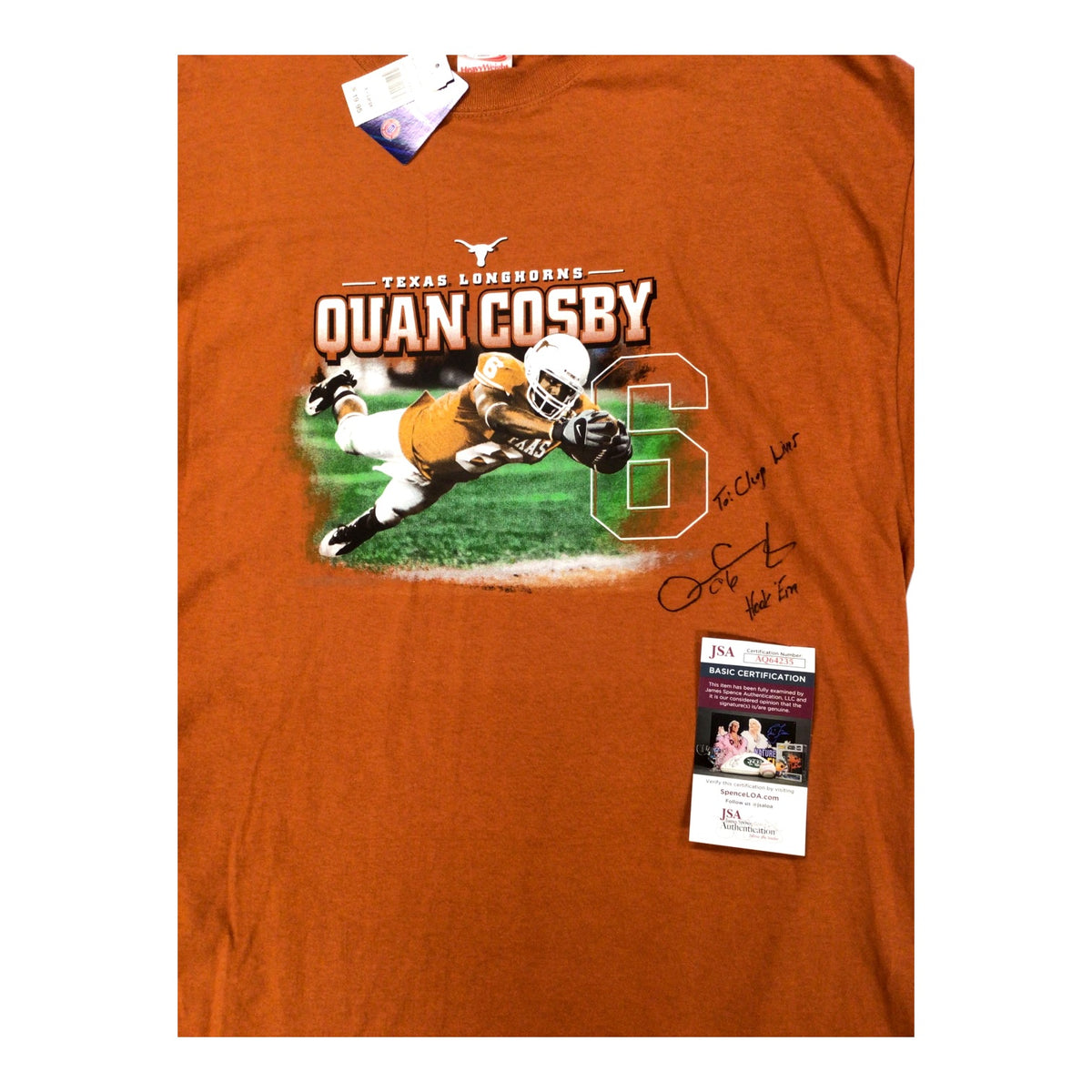 Quan Cosby #6 Signed Texas Longhorns Graphic T-Shirt – JSA Certified