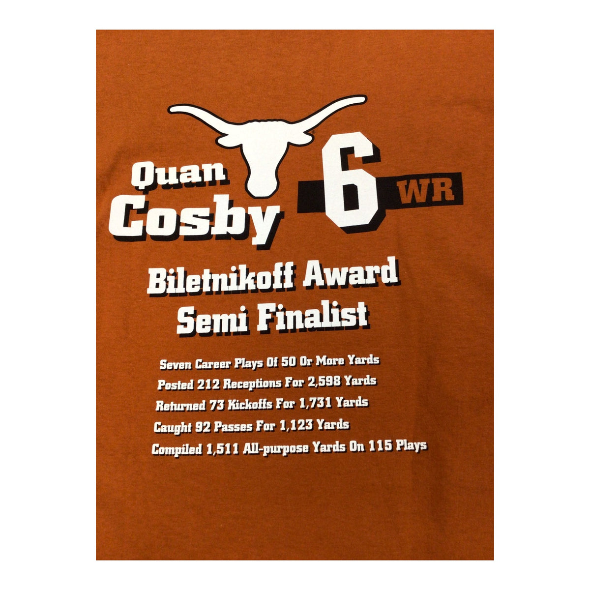 Quan Cosby #6 Signed Texas Longhorns Graphic T-Shirt – JSA Certified
