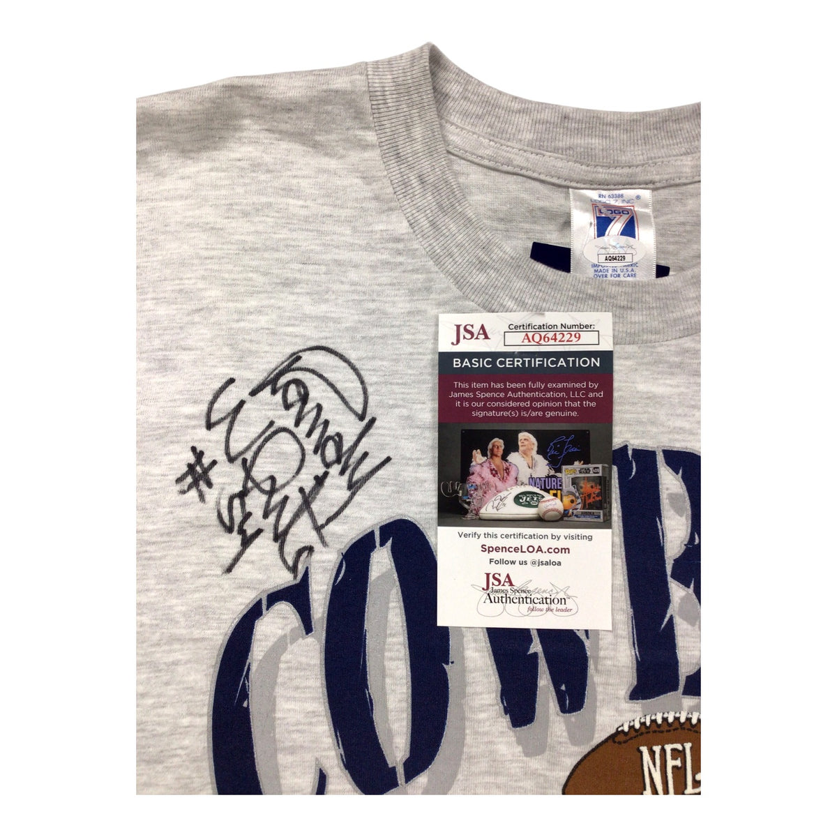 Vintage 1990s Dallas Cowboys Randy White #54 Signed Athletic Issue T-Shirt – JSA Certified