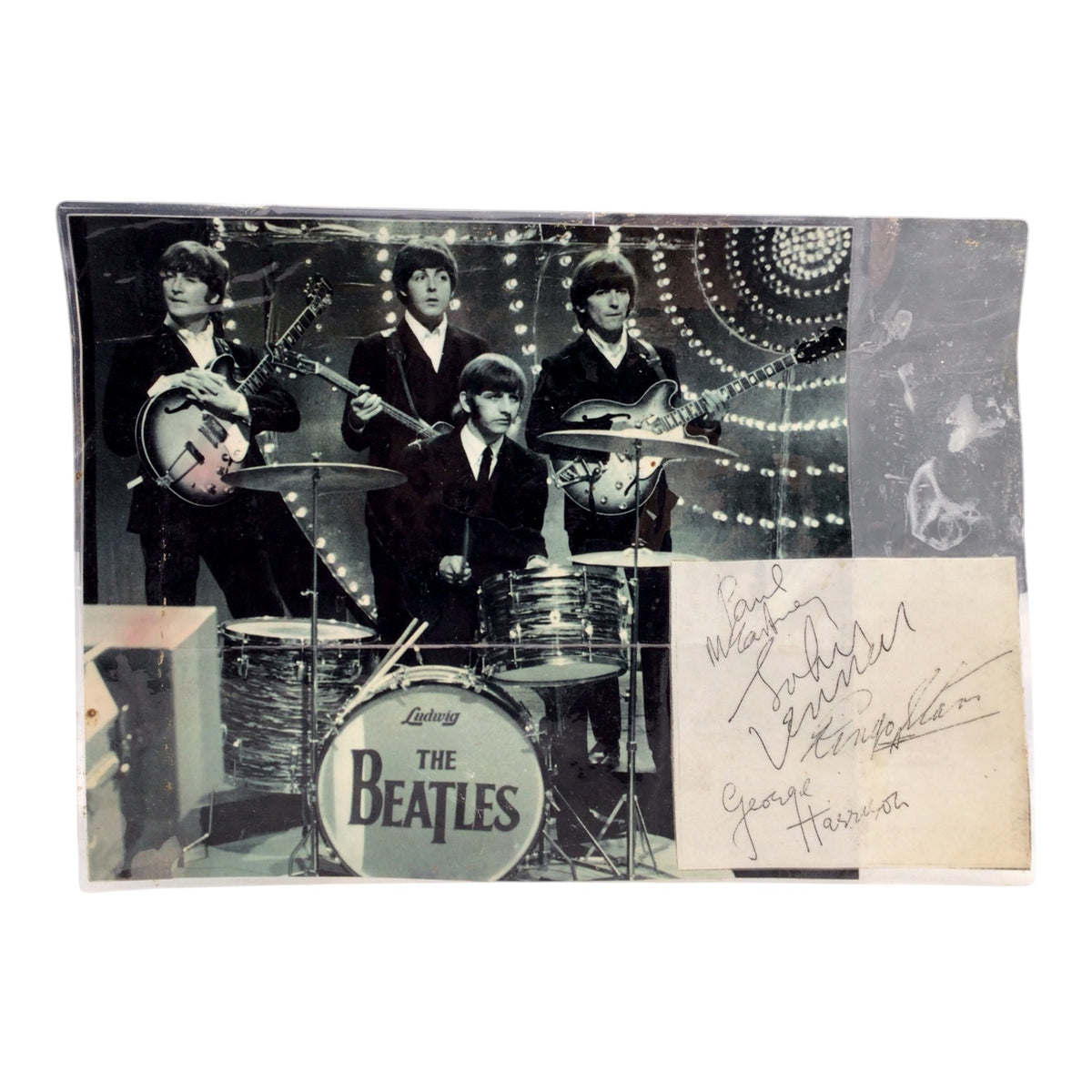 The Beatles Vintage Black & White Photo Calendar Page with Autographs