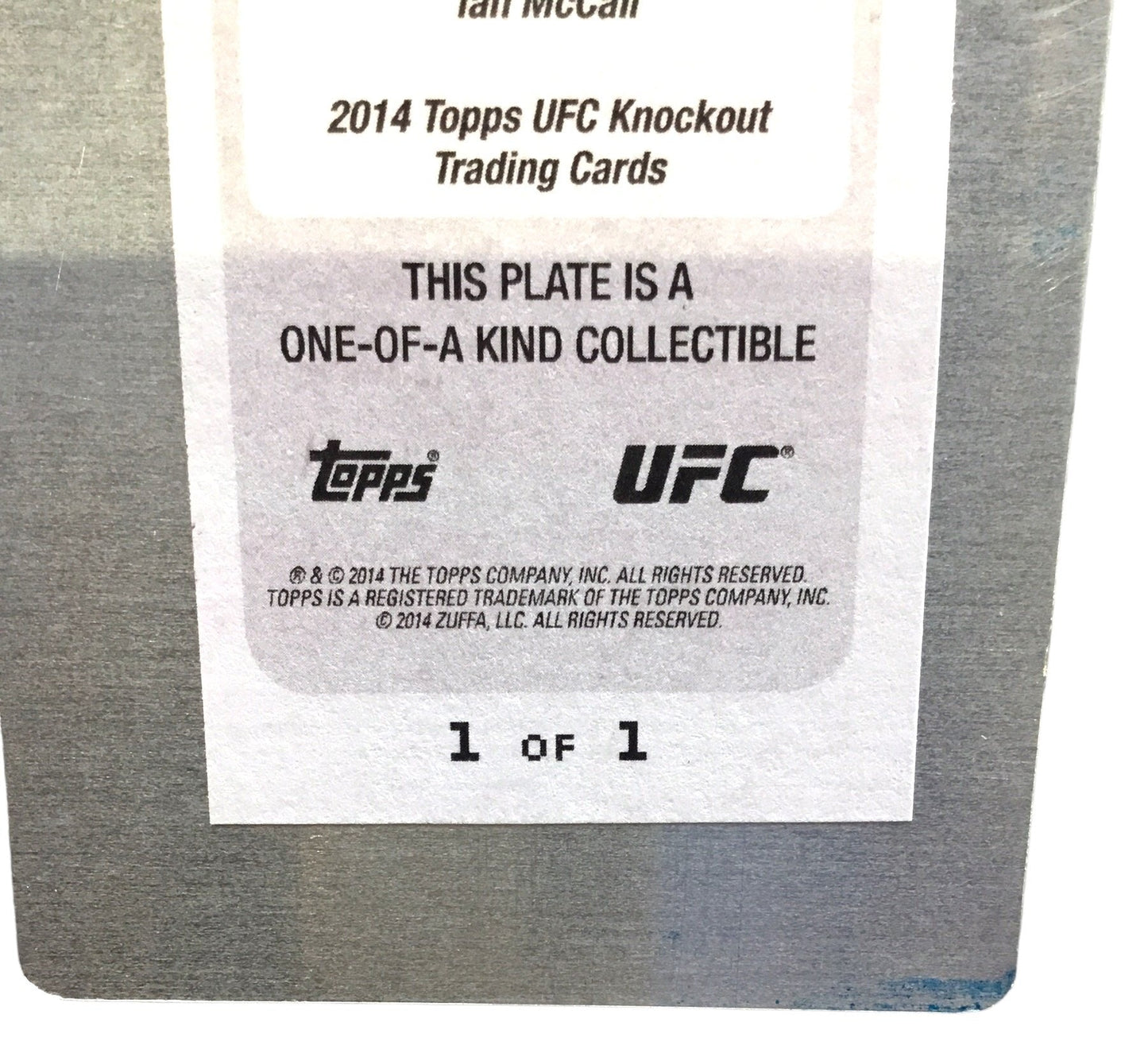 Ian McCall 2014 Topps Printing Plate UFC Knockout 1/1