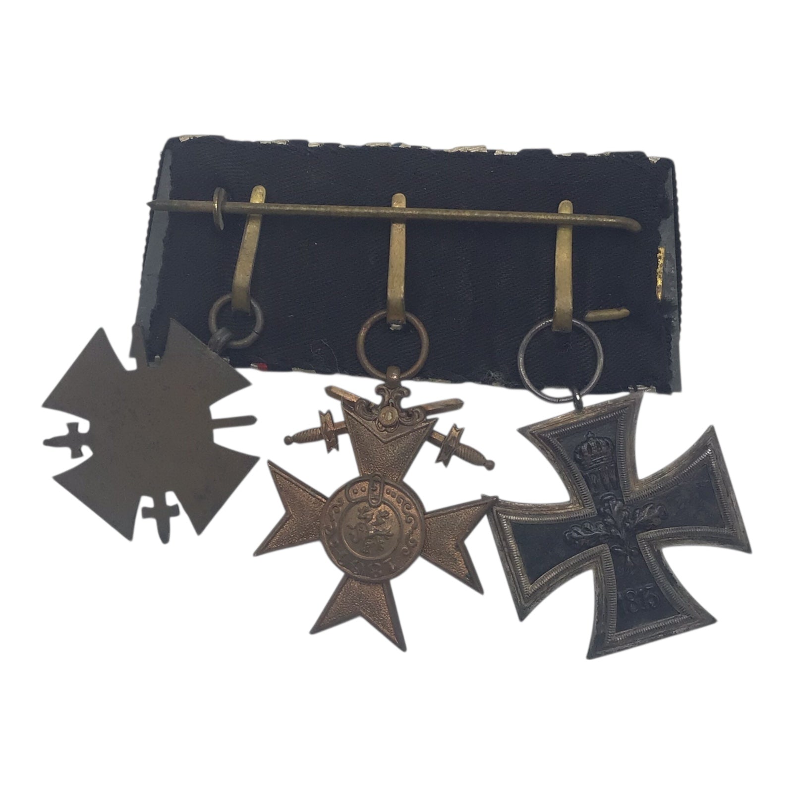 Imperial German WWI Three Medal Bar w/ Iron Cross 2nd Class