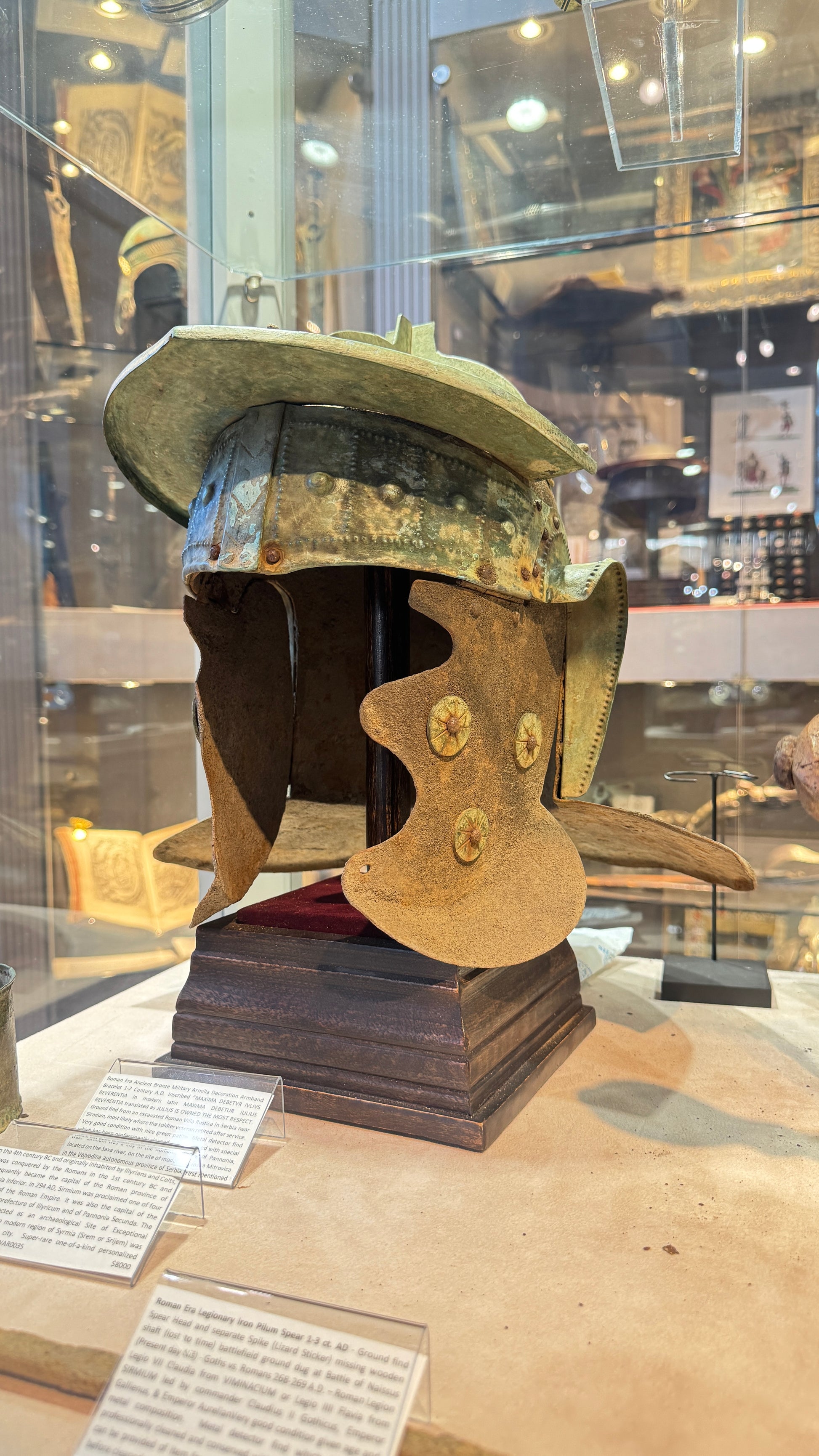Imperial Roman Iron and Bronze Cavalry Helmet – Inscribed to Arnius, Legion VII Claudia – 2nd–3rd Century A.D.