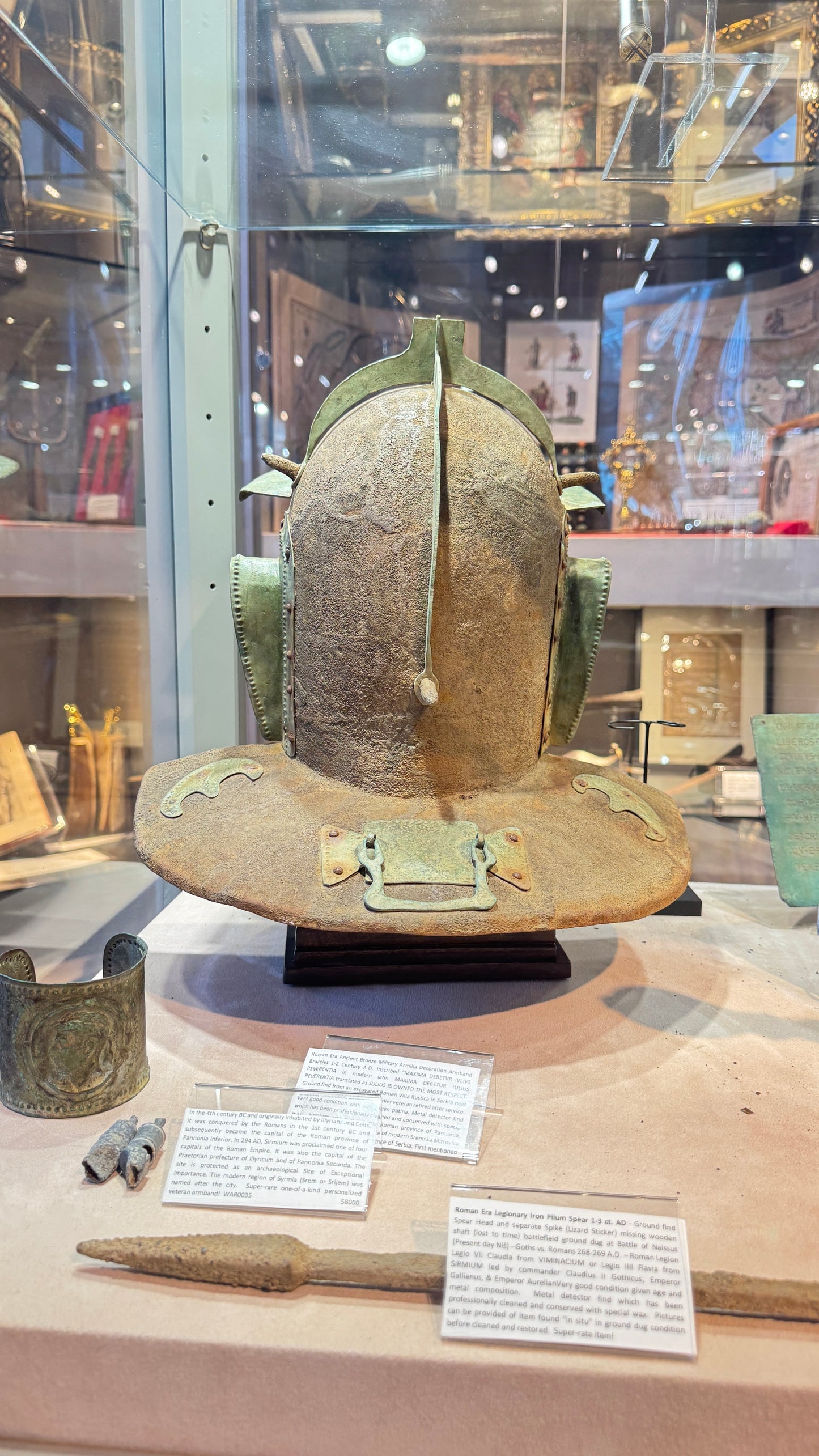 Imperial Roman Iron and Bronze Cavalry Helmet – Inscribed to Arnius, Legion VII Claudia – 2nd–3rd Century A.D.