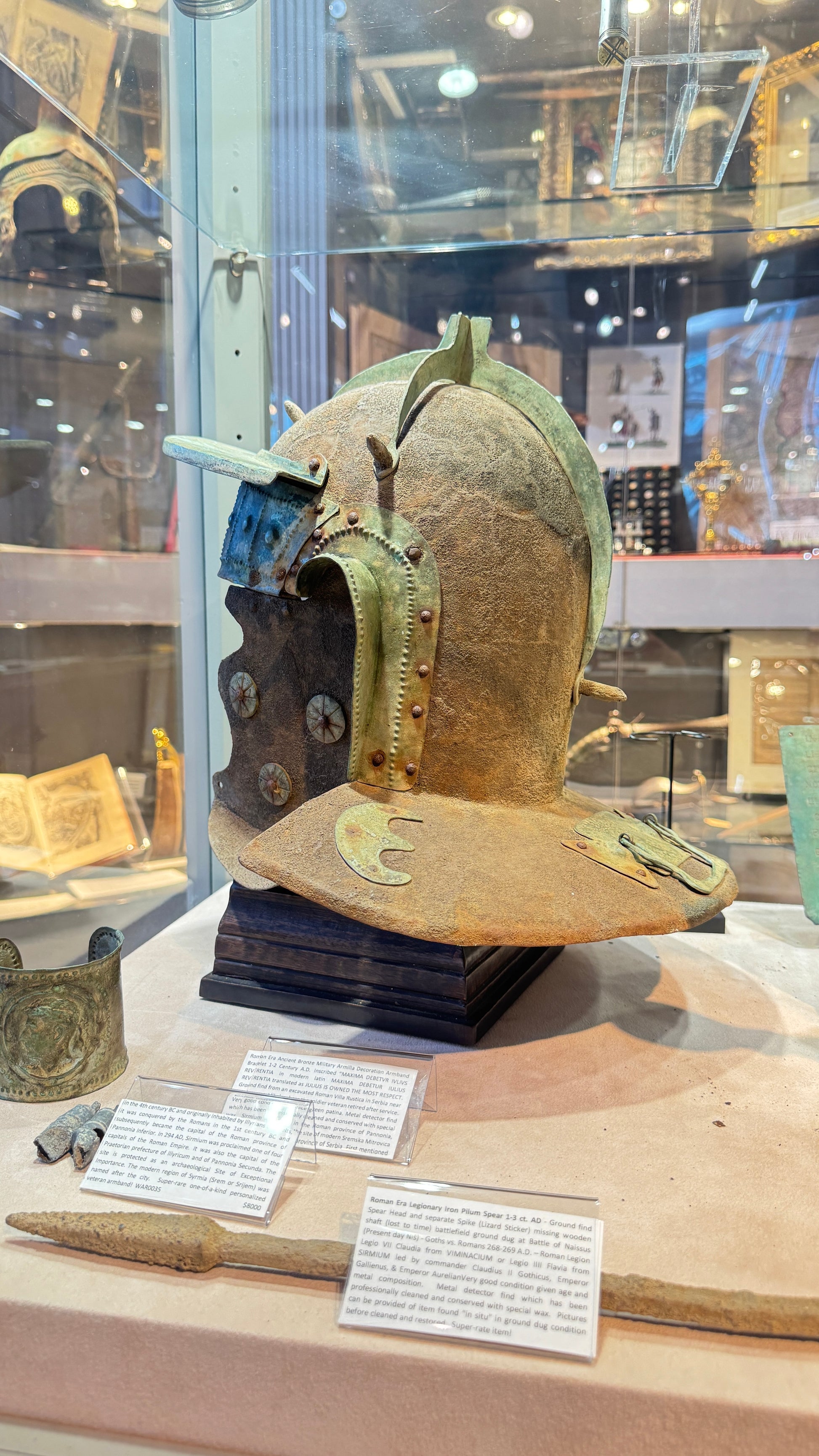 Imperial Roman Iron and Bronze Cavalry Helmet – Inscribed to Arnius, Legion VII Claudia – 2nd–3rd Century A.D.