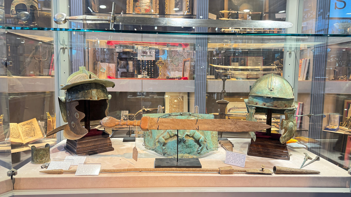 Imperial Roman Iron and Bronze Cavalry Helmet – Inscribed to Arnius, Legion VII Claudia – 2nd–3rd Century A.D.