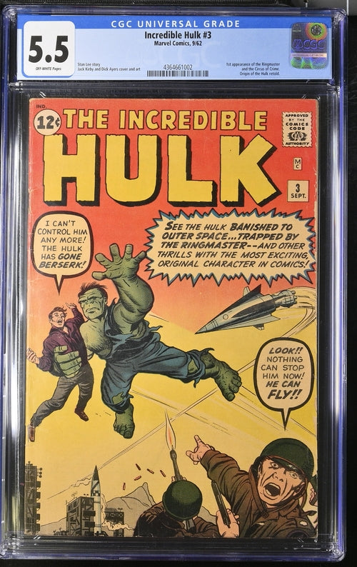 Incredible Hulk #3 - Stan Lee / Jack Kirby - Marvel 1962 - CGC 5.5