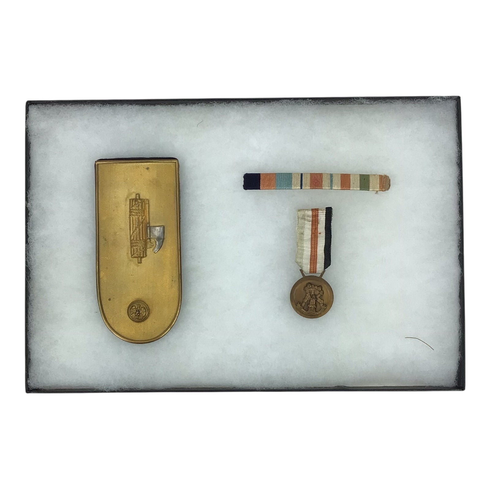 Italian Fascist Grouping - MSVN Officer's Shoulder Board, Ribbon Bar, & Italian-German Africa Campaign Medal