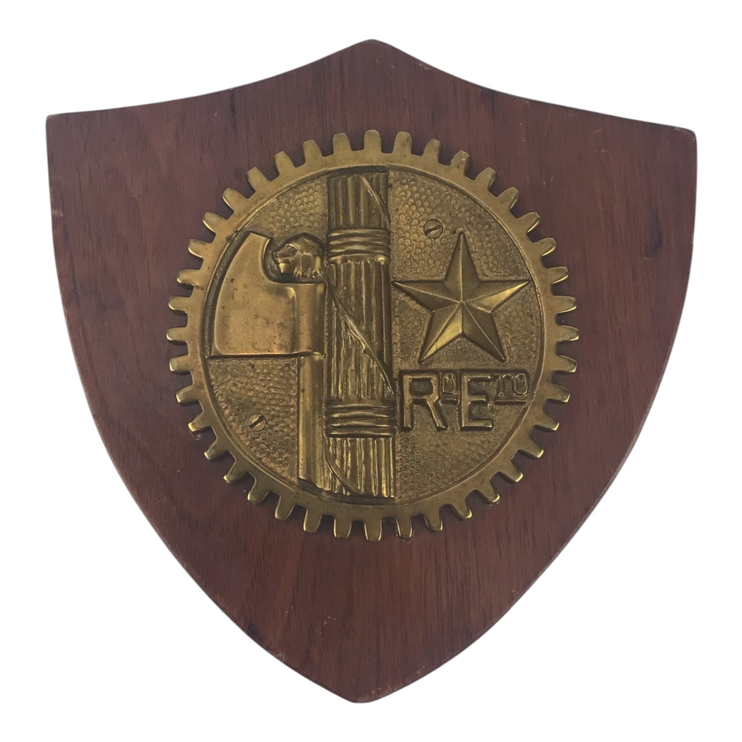Italian Royal Army Regio Esercito Vehicle ID Badge Metal on Wood Plaque