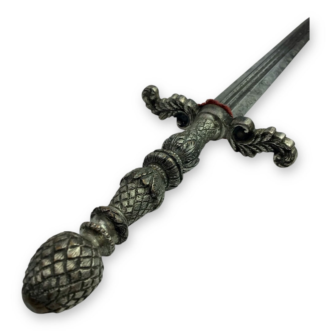 Italian Silver Stiletto Double Fuller Engraved Blade 17th-18th Century