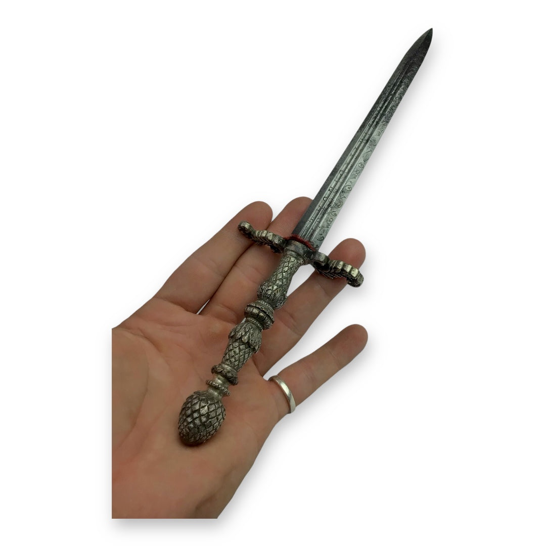 Italian Silver Stiletto Double Fuller Engraved Blade 17th-18th Century