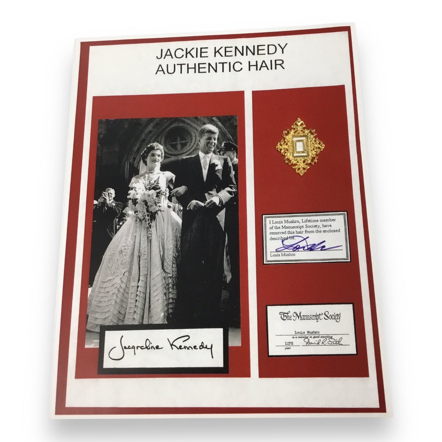 Jacqueline "Jackie" Kennedy Hair Clipping with Certificate of Authenticity
