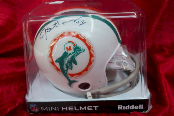 Junior Seau Signed Dolphins Mini Helmet (Beckett LOA & Mounted Memories  COA)