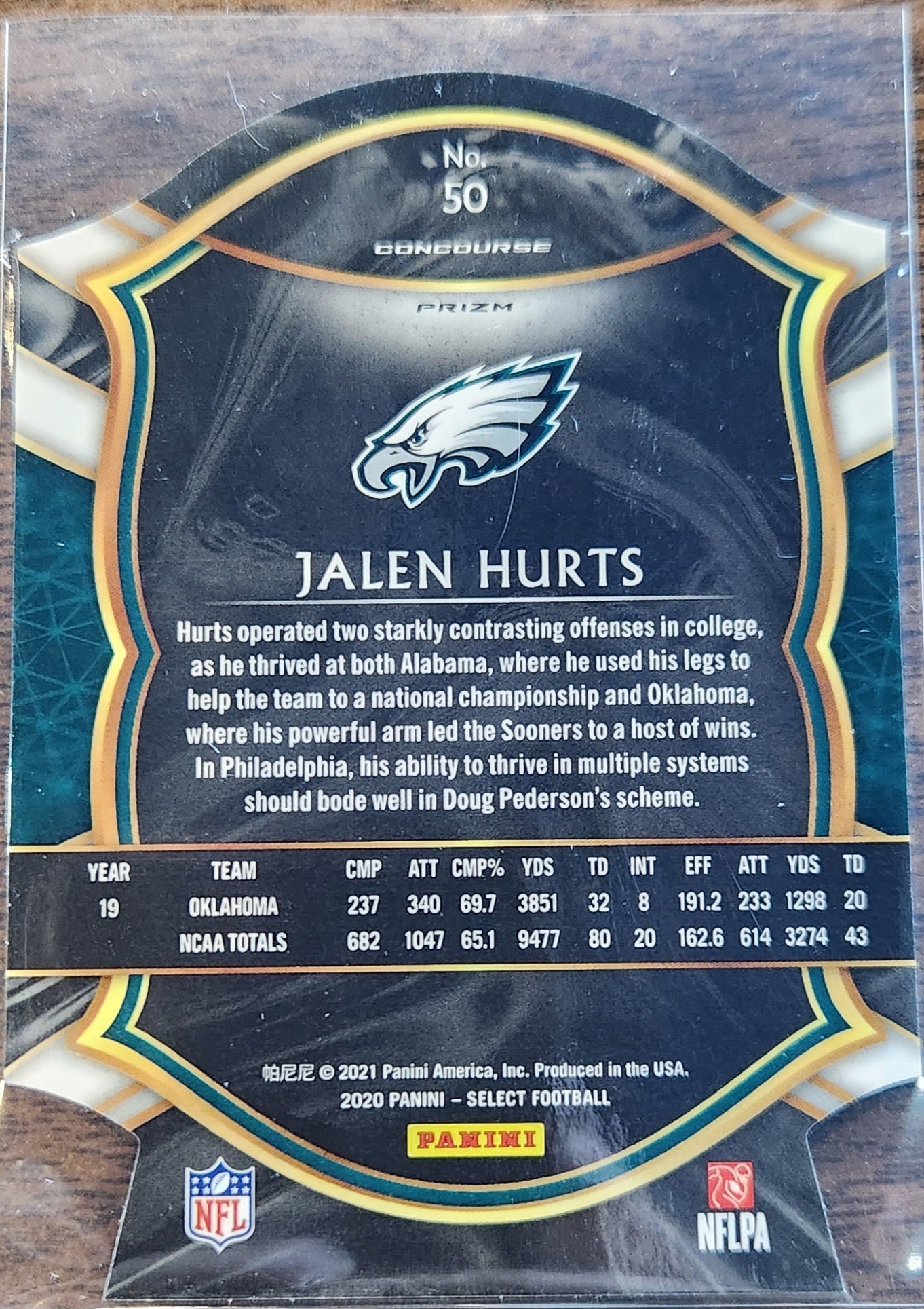 Jalen Hurts Autographed Philadelphia Eagles Rookie Football NFL