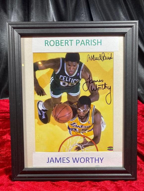 James Worthy and Robert Parish Autographed 8x10