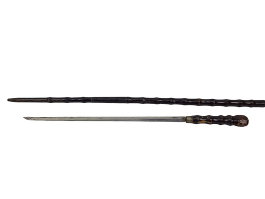 Japanese Sword Cane 18th–19th C. Fullered Blade w/ Hamon Edo-Meiji Era